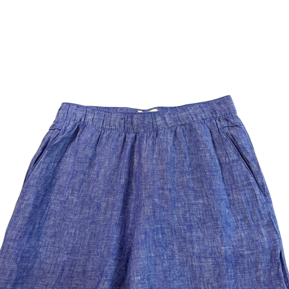 Cynthia Rowley Linen Wide Leg Crop Pants Sz M Blue Coastal Lux Casual Minimalist - Picture 5 of 8